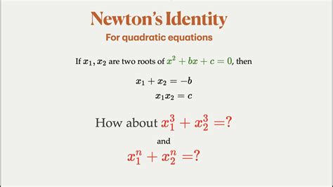 Newtons Identity Lesson 1 For Quadratic Equations Youtube