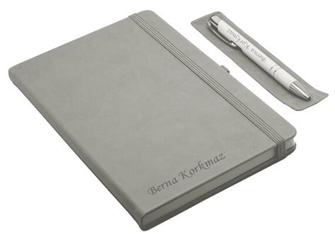 Personalized Notebook and Pen Set Gray / Custom Name | Etsy