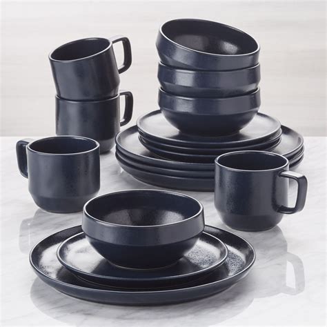 Visto 16 Piece Navy Stoneware Dinnerware Set Reviews Crate And