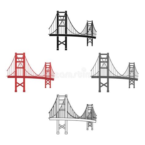 Golden Gate Bridge Icon In Cartoon Black Style Isolated On White