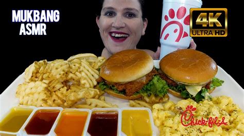 Asmr Mukbang Chick Fil A Spicy Chicken Sandwich Macandcheese Waffle