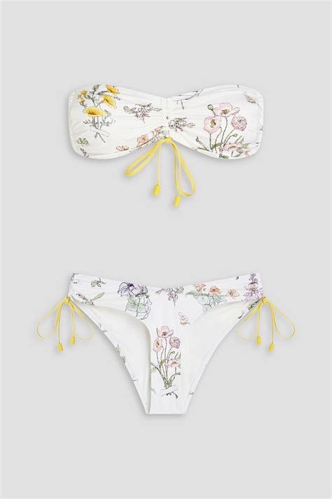 Zimmermann Ruched Floral Print Bandeau Bikini The Outnet