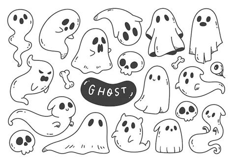 Premium Vector Cartoon Ghost Doodle Vector Isolated On White