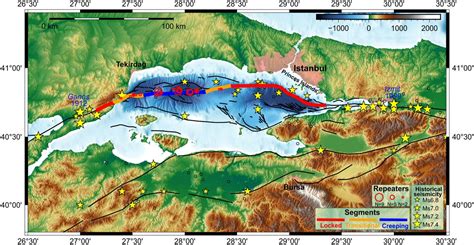 Locked And Creeping Fault Segments Off Istanbul Gfz