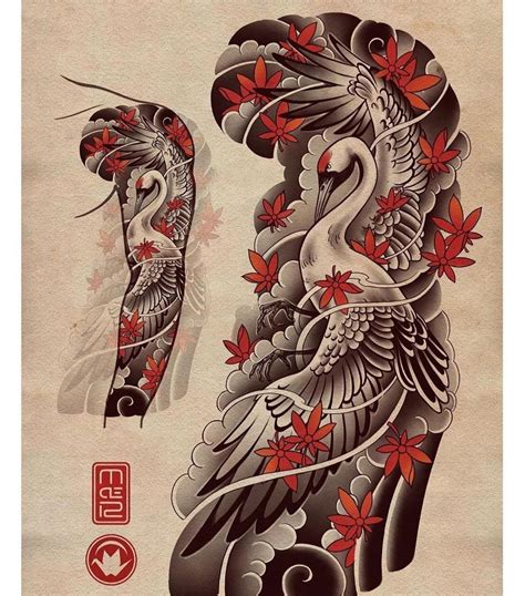 Japanese Style Tattoo With Flowers And Birds