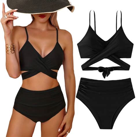 Str J K Pielowy Dwucz Ciowy Majtki Figi Wysoki Stan Bikini Wi Zanie Xl