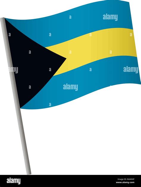 Bahamas Flag Icon National Flag Of Bahamas On A Pole Vector