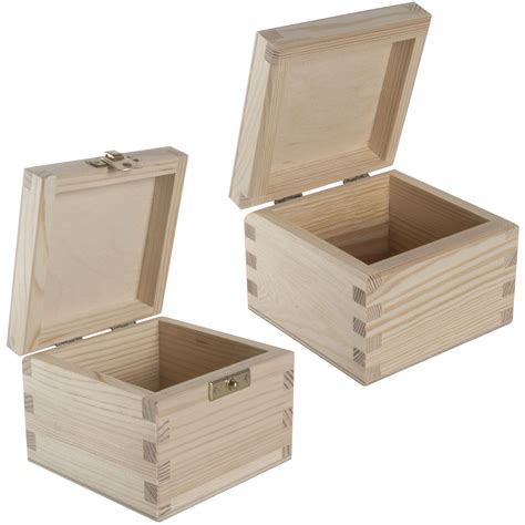 Small Square Plain Wood Box With Hinged Lid 10 X 10 X 75cm For