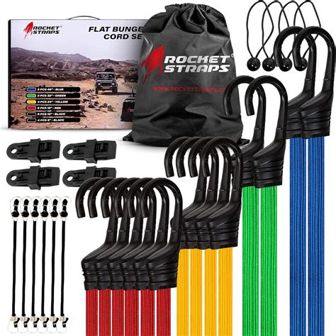 ROCKET STRAPS Bungee Cords Premium Heavy Duty Outdoor 28PC Flat