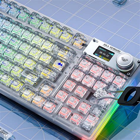 AULA F98pro 95 Keys Tri Mode Mechanical Gaming Keyboard Hot Swappable Crystal Icesoul Switch RGB