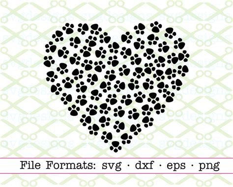 PAW PRINT HEART SVG FILE -Cricut & Silhouette Files SVG DXF EPS PNG ...