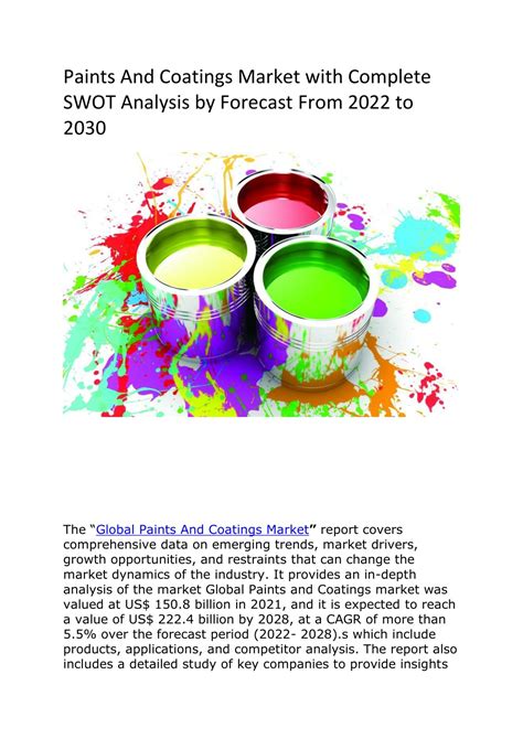 Ppt Paints And Coatings Market With Complete Swot Analysis By