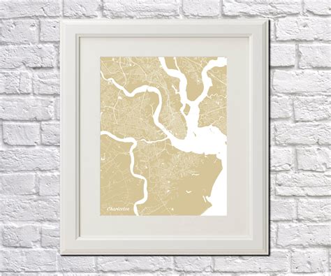 Charleston City Street Map Print Custom Wall Map Poster South Carolina