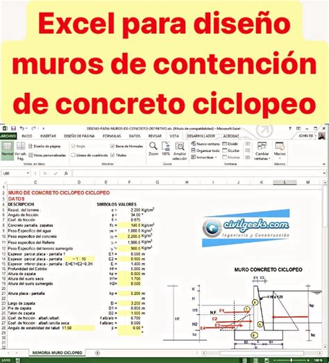 Excel Para Diseño Muros De Contención De Concreto Ciclopeo Excel Map