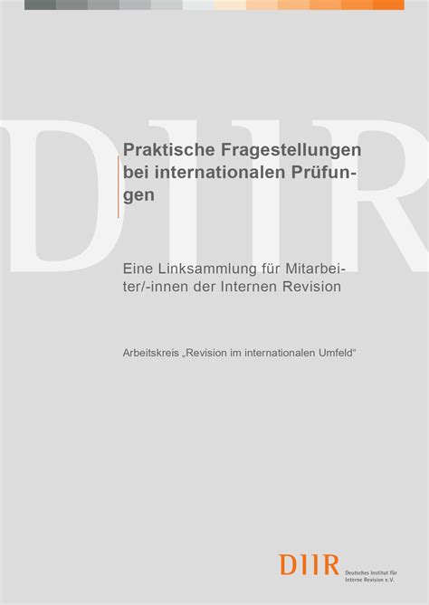 Veröffentlichungen DIIR Deutsches Institut für Interne Revision e V