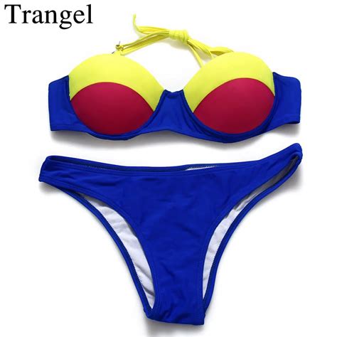 Trangel Solid Color Bikini Set Bandeau Swimwear Women Fringe Swimsuit