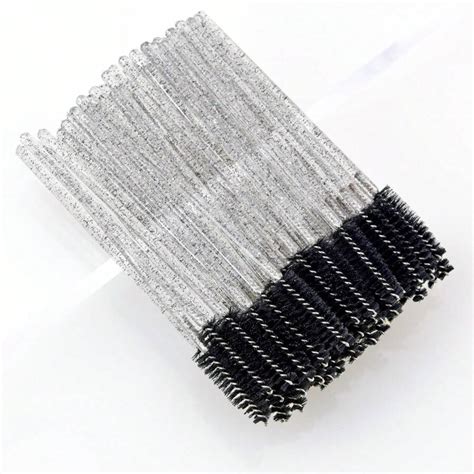 50 Pieces Disposable Mascara Wands Bendable Eyebrow Brush Portable Eyelash Spoolies For Lash