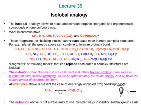 Ppt Lecture Isolobal Analogy The Isolobal Analogy Allows To Relate