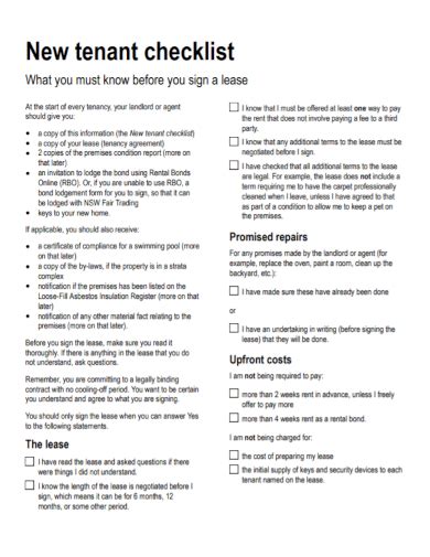 Free 10 Tenant Checklist Samples Landlord Walk Through Inspection