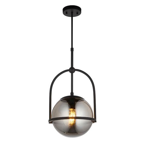 Modern Single Globe Smoked Black Glass Ceiling Light Stillorgan Decor