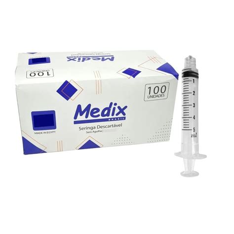 Seringa Medix 05ml Sem Agulha Luer Lock C 100 Unidades Cirúrgica