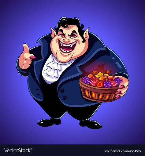 Funny fat vampire dracula cartoon character Vector Image