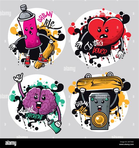 graffiti urban style poster with set icons Stock Vector Image & Art - Alamy