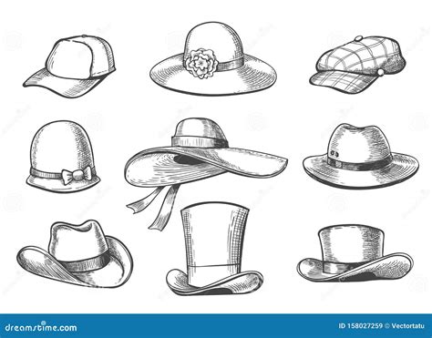 Hats Sketch Graphics Stock Vector Illustration Of Clothing 158027259