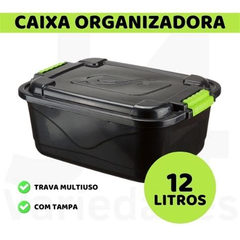 Caixa Organizadora 12Litros C Tampa E Travas Multiuso FormPlast Cesto