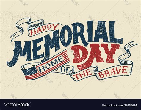 Happy Memorial Day Hand Lettering Greeting Card Vector Image