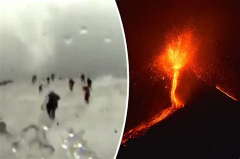 Volcano Eruption Video Rocks Fall From The Sky As Bbc Crew Run In