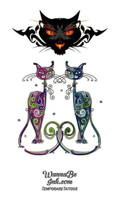 Black Cat Face Halloween Tattoos - Etsy