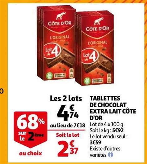 Promo Tablettes De Chocolat Extra Lait C Te D Or Chez Auchan