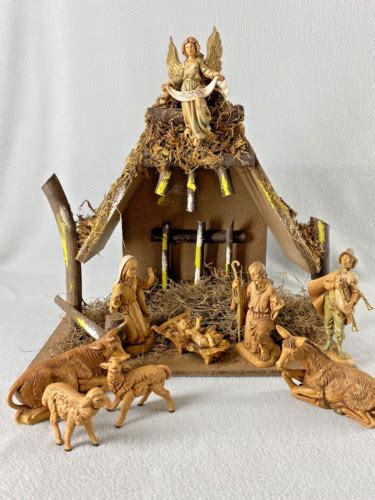 Vintage Fontanini Depose Italy Nativity Set Figures And Stable Creche