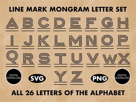 Font Monogram Svg Bundle Logo Mark Letter Set Linemark Monogram