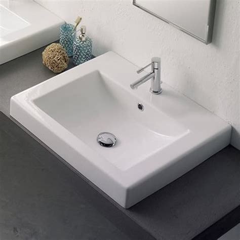 Shop Nameeks Scarabeo White Vessel Rectangular Bathroom Sink At