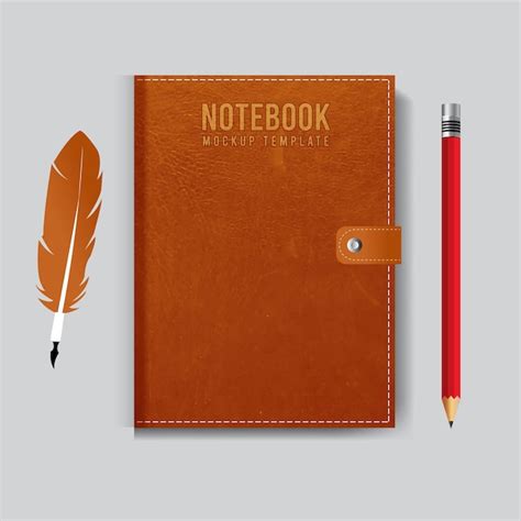 Premium Vector Realistic Leather Notebook Blank Design With Vector