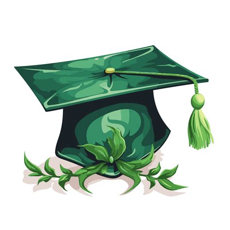 Gorro De Graduación Verde Vector PNG dibujos Pegatina Clipart