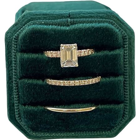 Amazon Luxury Slots Velvet Ring Box Square Octagon For