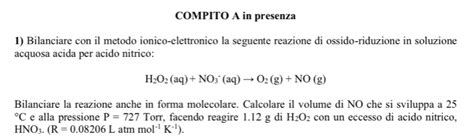 Risolto Compito A In Presenza Bilanciare Con Il Metodo Ionico