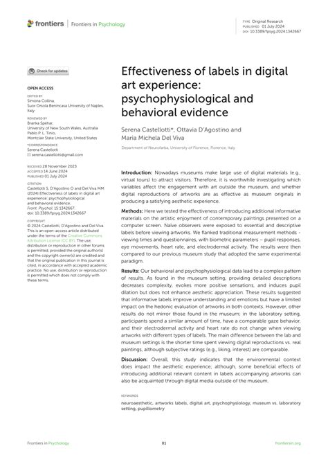 Pdf Effectiveness Of Labels In Digital Art Experience