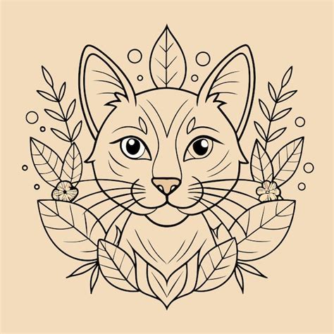 Premium Vector | A drawing of a cat with a flower on it