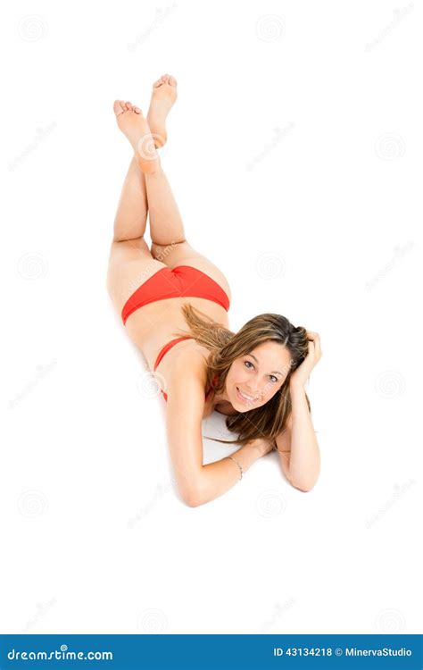 Mujer Del Bikini En El Fondo Blanco Foto De Archivo Imagen De Aislado Delgado