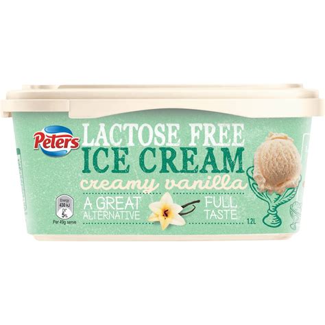 Peters Lactose Free Ice Cream Creamy Vanilla 12l Tub Woolworths