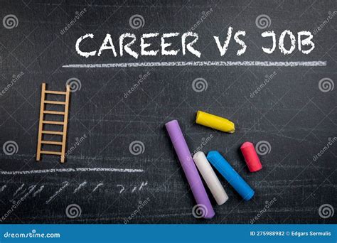 Career Vs Job Text And Colored Pieces Of Chalk On A Dark Chalkboard