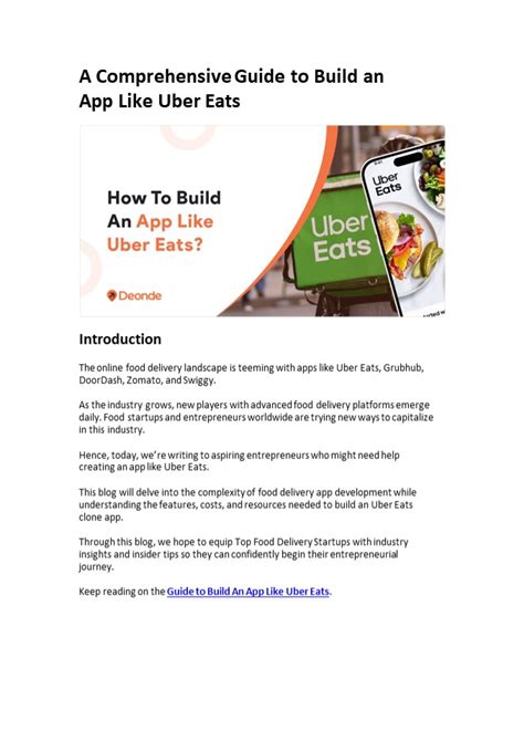 PPT A Comprehensive Guide To Build An App Like Uber Eats PowerPoint