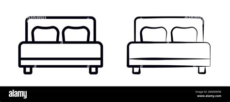 Bed Furniture Illustration Symbol And Double Bed Or Overnight Stay