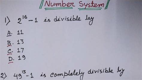 Number System Some Important Questions Of Divisibility Ssc