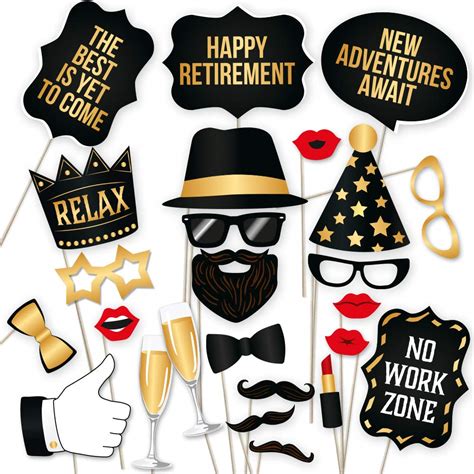 Buy Retirement Photo Booth Props By PartyGraphix European Made Black