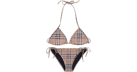 Burberry Bikini With Triangle Bra In Natural Lyst Canada